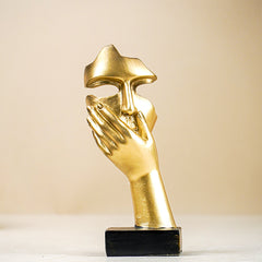 Artistic Gold Resin Abstract Face Sculptures | Set of 3