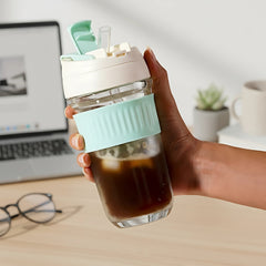 Iced Coffee Sipper with Mint Silicone Grip