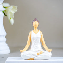 Yoga Figurine in White with Textured Finish