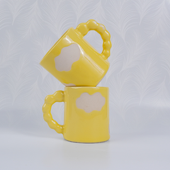 Yellow Ceramic Mug with Cloud Design