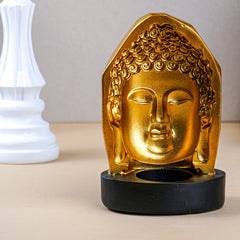 Golden Buddha Head Candle Holder