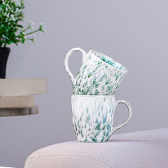 Speckled White and Green Ceramic Mug