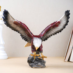 Eagle Sculpture with Red and Brown Feathers