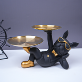 Black & Gold Bulldog Tray Stand with Sunglasses