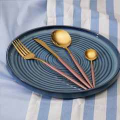 Gold and Rose Pink Stainless Steel Cutlery Set of 4