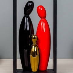 Abstract Family Sculpture with Geometric Frame