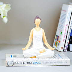 Yoga Figurine in White with Textured Finish