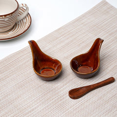 Unique Spoon-Shaped Ceramic Dip Bowls