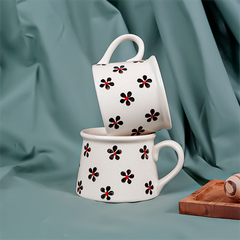 Cream Ceramic Mug with Floral Pattern