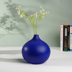 Royal Blue Textured Ceramic Teardrop Vase