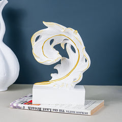 White and Gold Abstract Leaf Sculpture