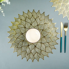 Gold Floral Cutout Table Mat with Intricate Petal Design