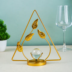 Gold Geometric Leaf with Crystal Sphere