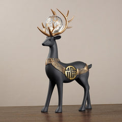 2Pcs Black Modern Deer Resin Figurines for Home Décor