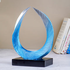 Blue and Silver Abstract Wave Sculpture