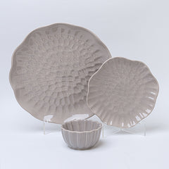 Grey Ripple Textured Ceramic Dinnerware Set of 18