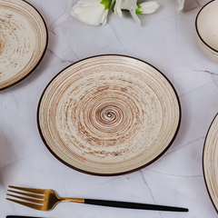 Cream Ceramic Spiral Dinnerware - Set of 3