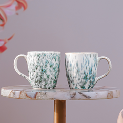 Speckled White and Green Ceramic Mug
