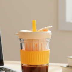 Orange Silicone Grip Sipper with Infuser