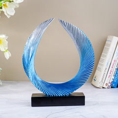 Blue and Silver Abstract Wave Sculpture