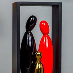 Abstract Family Sculpture with Geometric Frame
