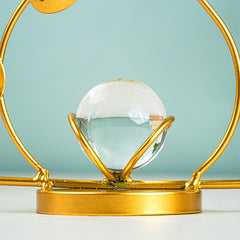 Gold Geometric Leaf with Crystal Sphere