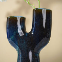 Deep Blue Cactus-Inspired Vase