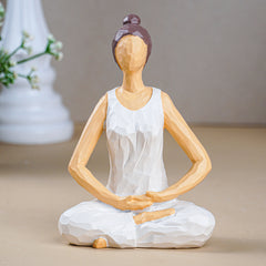 Yoga Figurine in White with Neutral Accents