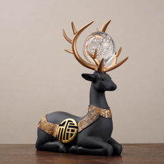 2Pcs Black Modern Deer Resin Figurines for Home Décor