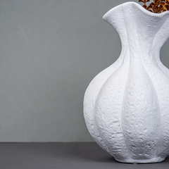 White Textured Ripple Vase with Flared Opening