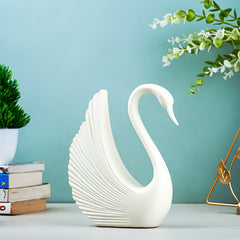 White and Gold Swan Couple Figurines