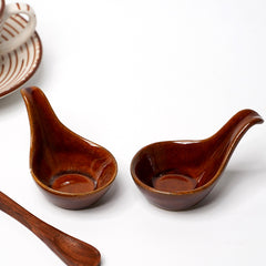 Unique Spoon-Shaped Ceramic Dip Bowls