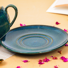 Deep Blue Ceramic Cup and Saucer Set