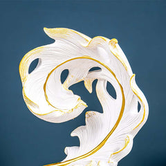 White and Gold Abstract Leaf Sculpture