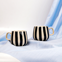 Black and White Striped Ceramic Mug