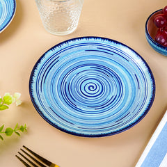 Sky Blue Ceramic Dinnerware Swirl Pattern - Set of 3