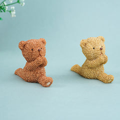 Brown & Beige Yoga Pose Teddy Bear Figurines Set of 2