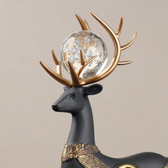 2Pcs Black Modern Deer Resin Figurines for Home Décor