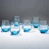 Ocean Blue Geometric Glasses - Set of 6