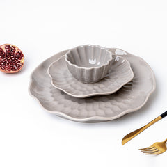 Grey Ripple Textured Ceramic Dinnerware Set of 18