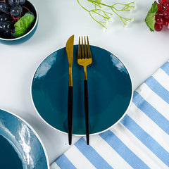 Deep Blue Ceramic Dinnerware - Set of 3