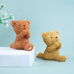 Brown & Beige Yoga Pose Teddy Bear Figurines Set of 2