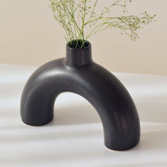 Black Ceramic Double-Leg Flower Vase