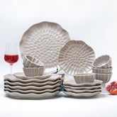 Grey Ripple Textured Ceramic Dinnerware Set of 18