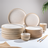 Speckled Beige Ceramic Dinner Set – Set of 18