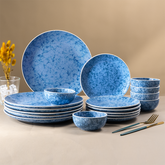 Blue Marble Ceramic Dinnerware Set - Set of 18