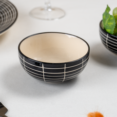 Black and White Grid Ceramic Dinnerware - Set of 18