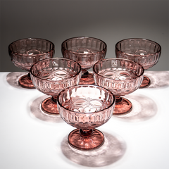 Vintage Rose Embossed Dessert Cups - Set of 6