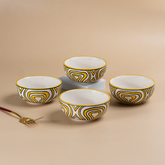 Hand-Painted Yellow Ceramic Bowls - Set of 4
