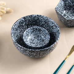 Black and White Speckled Ceramic Dinnerware - Set of 23